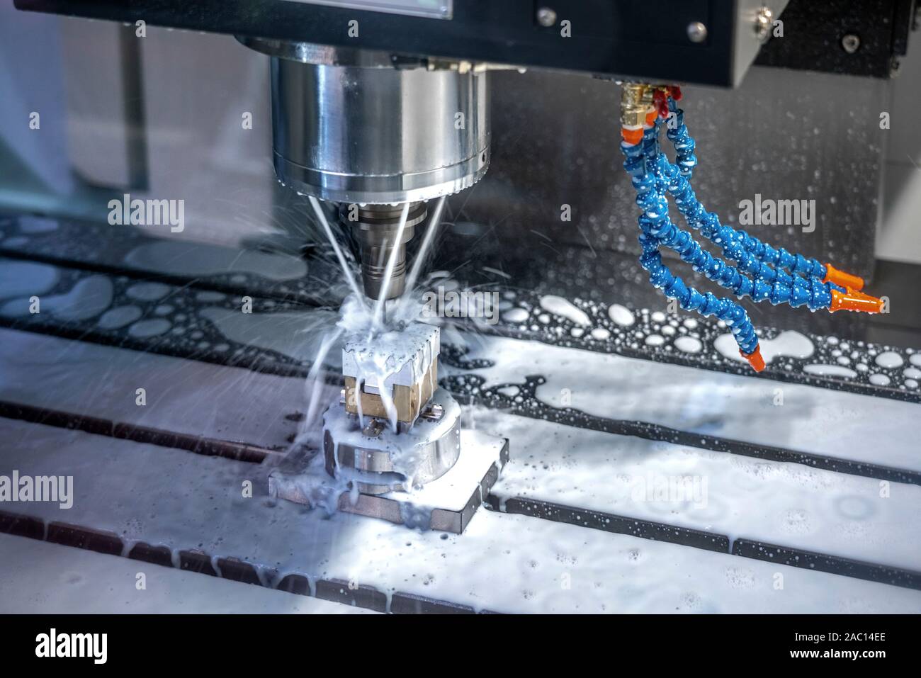 Industry milling mechanical turning metal working process metals parts ,Manufacturing industrial Stock Photo