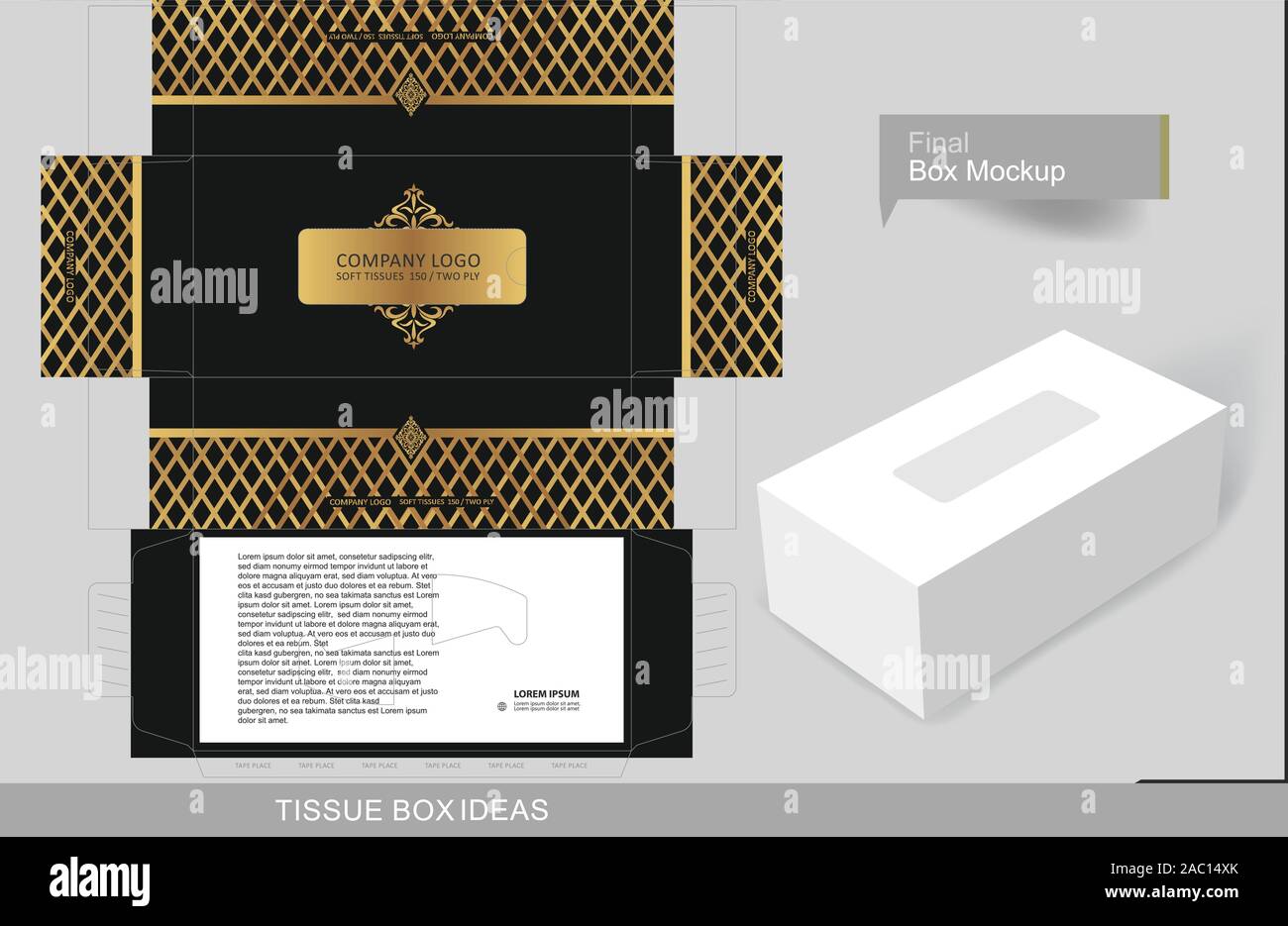 Abstract Golden Lines Pattern On Tissue Box Bottom Part Design Template For Business Purpose Place Your Text And Logos And Ready To Go For Print Stock Vector Image Art Alamy