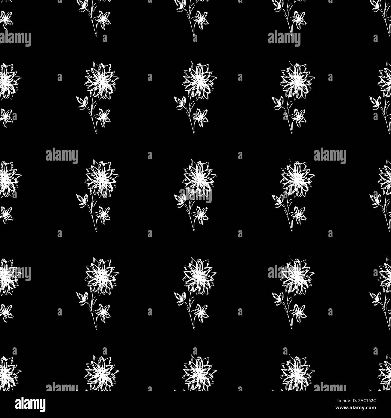 Seamless hand drawn pattern of abstract dandelion flowers isolated on ...