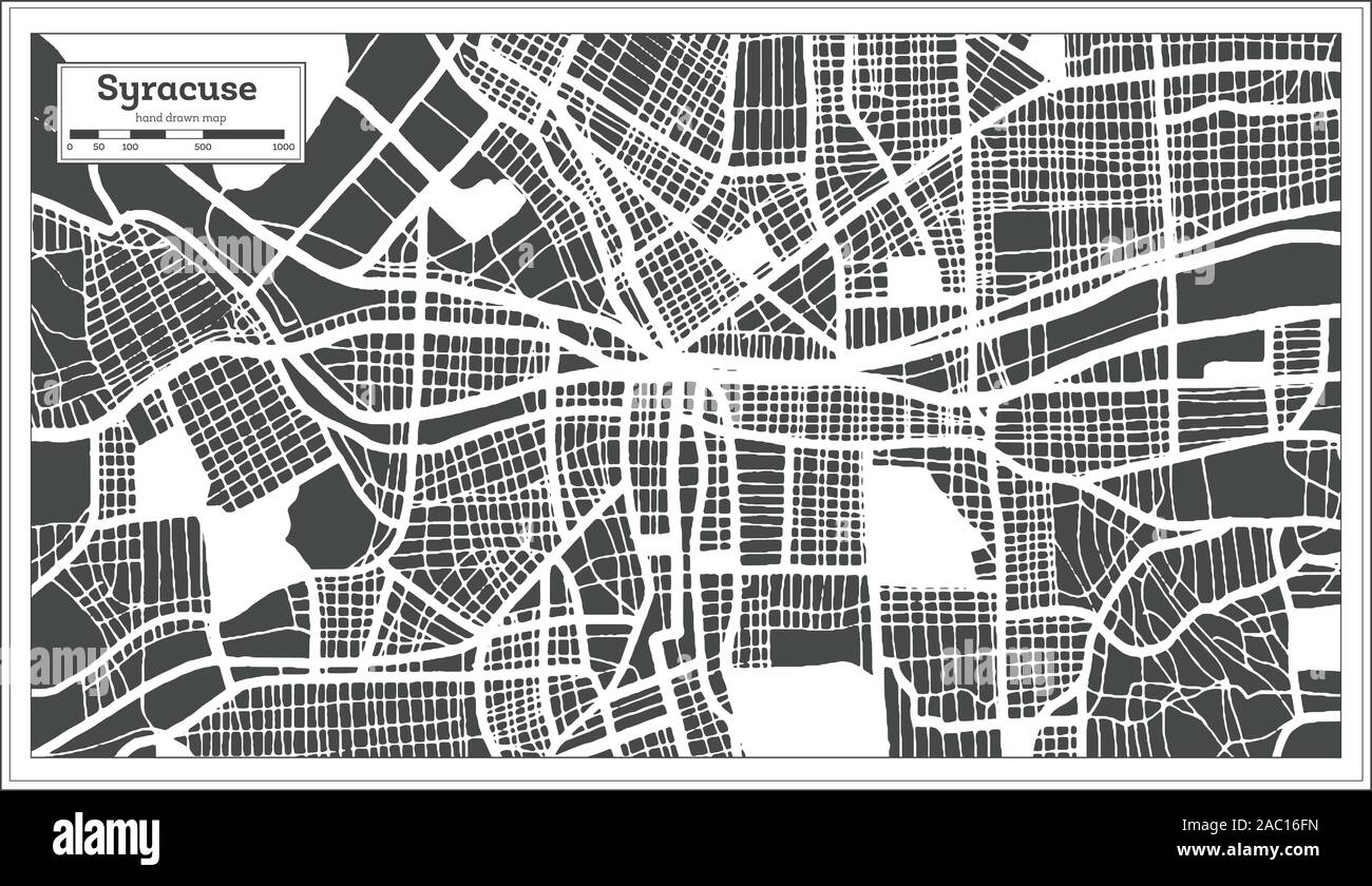 Syracuse USA City Map in Retro Style. Outline Map. Vector Illustration ...