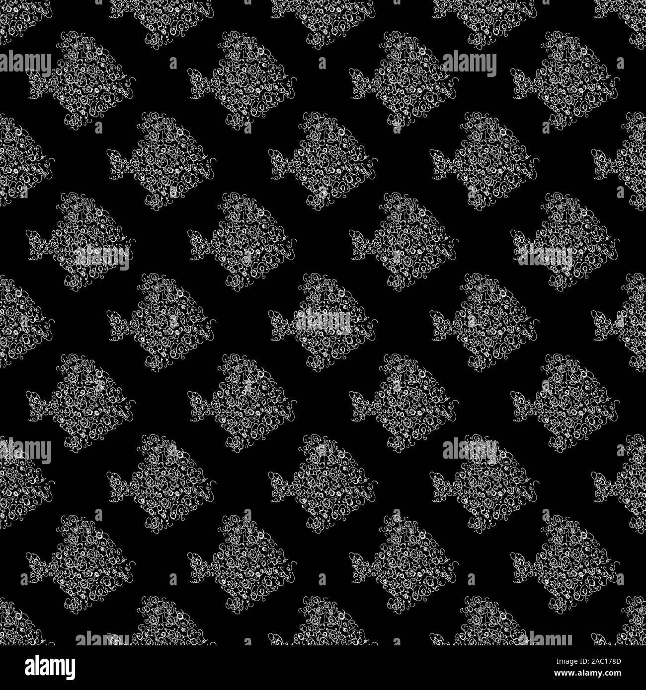 Seamless pattern of abstract sea fish isolated on black background ...