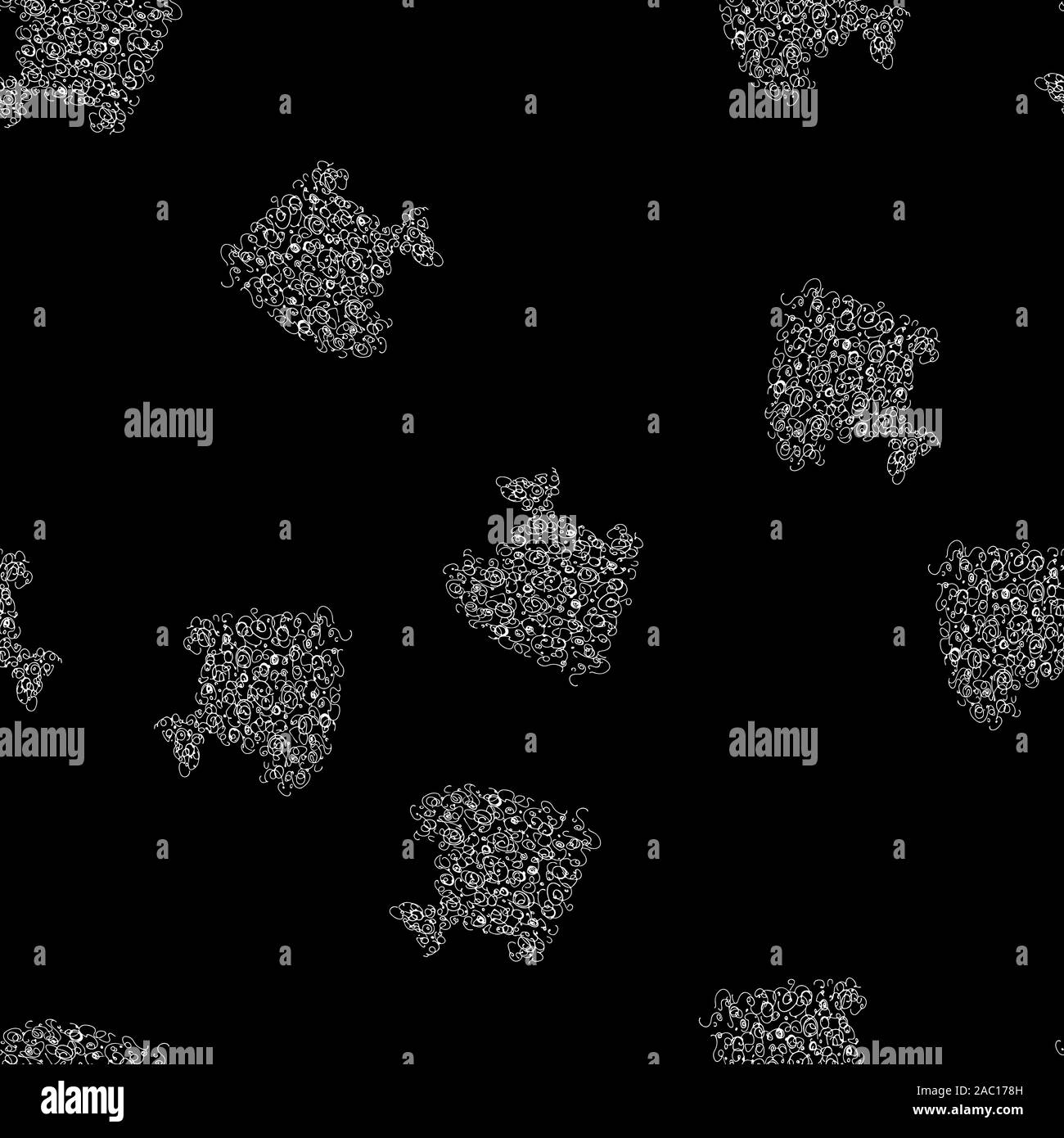 Seamless pattern of abstract sea fish isolated on black background ...