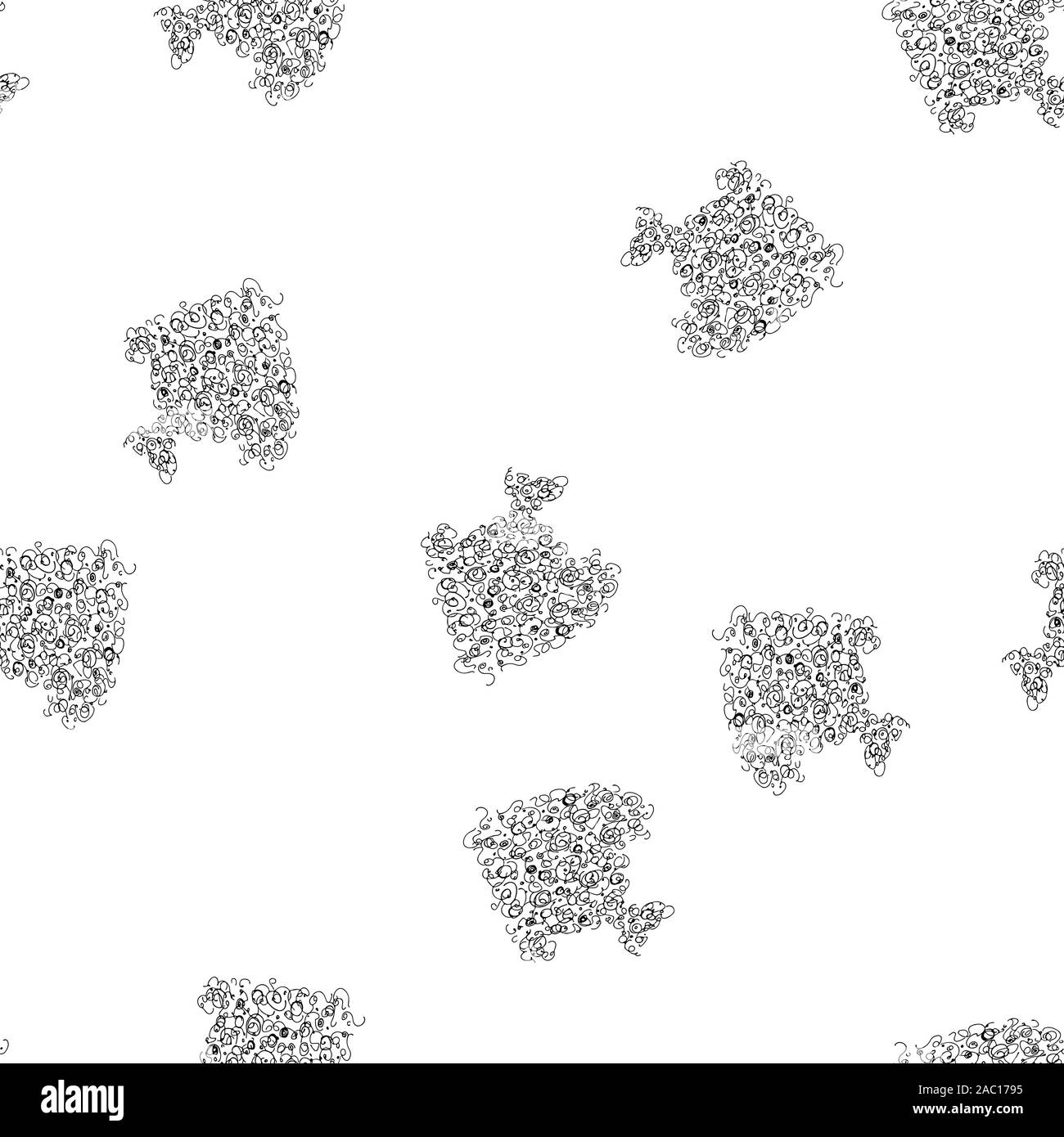 Seamless pattern of abstract sea fish isolated on white background ...