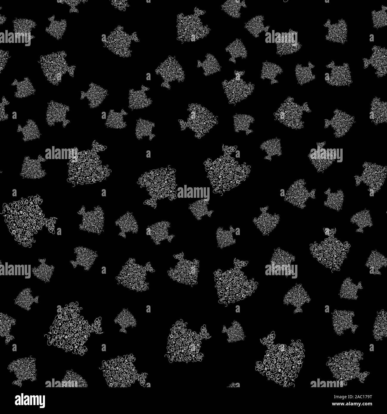 Seamless pattern of abstract sea fish isolated on black background ...