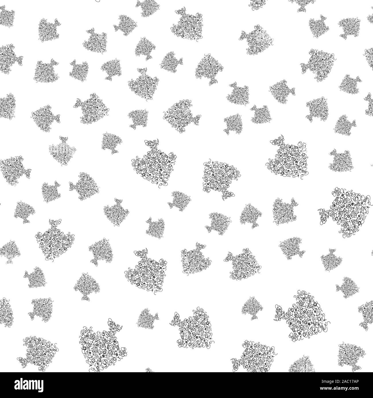 Seamless pattern of abstract sea fish isolated on white background ...