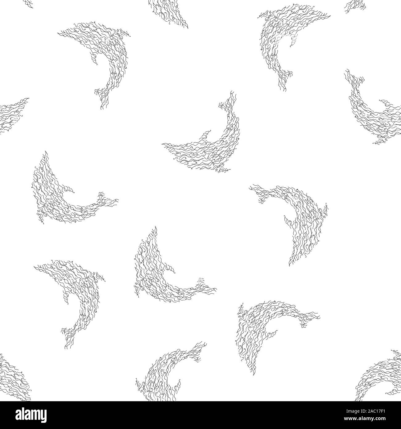 Seamless pattern of dolphins isolated on white background. Hand drawn ...