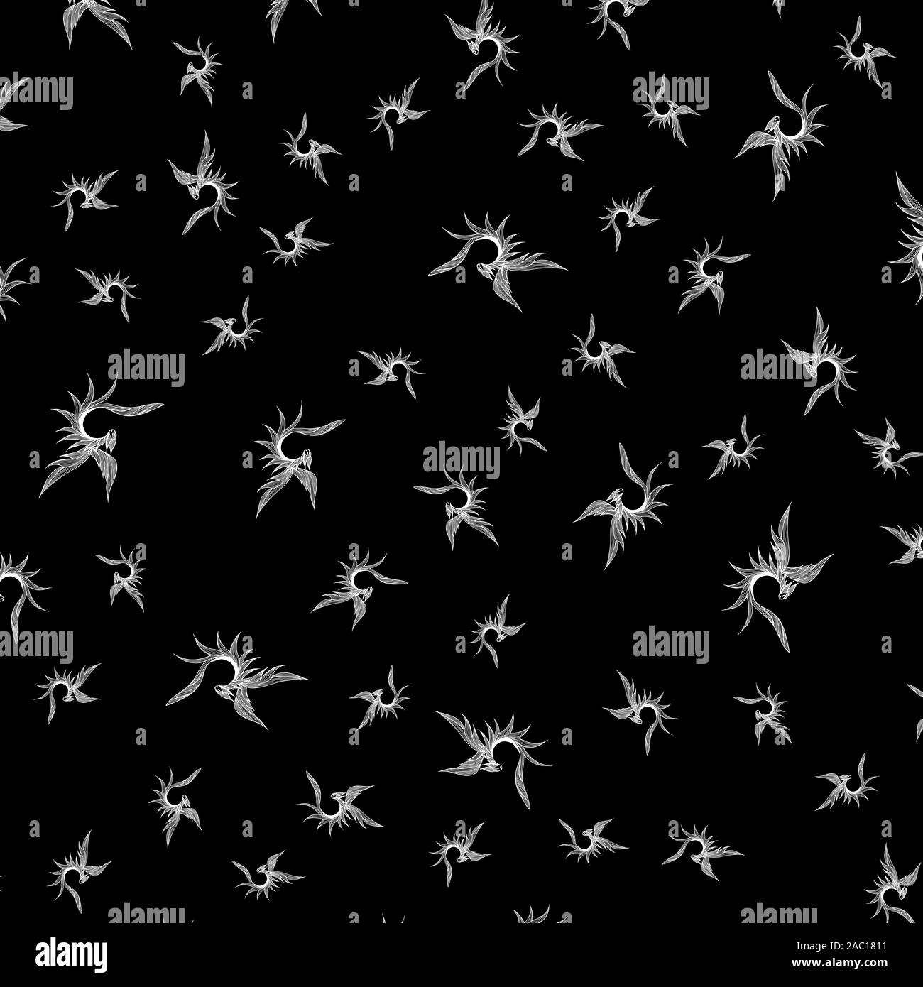 Seamless pattern of hand drawn vector dragon isolated on black ...