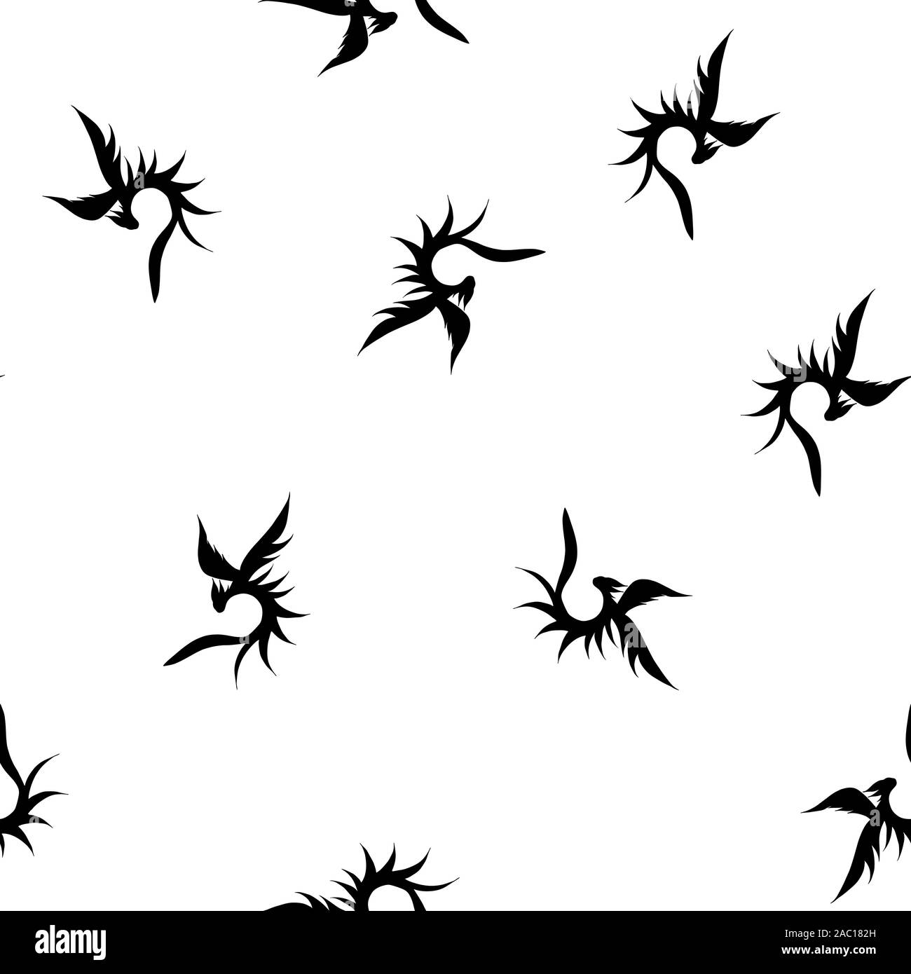 Seamless pattern of hand drawn vector dragon isolated on white ...
