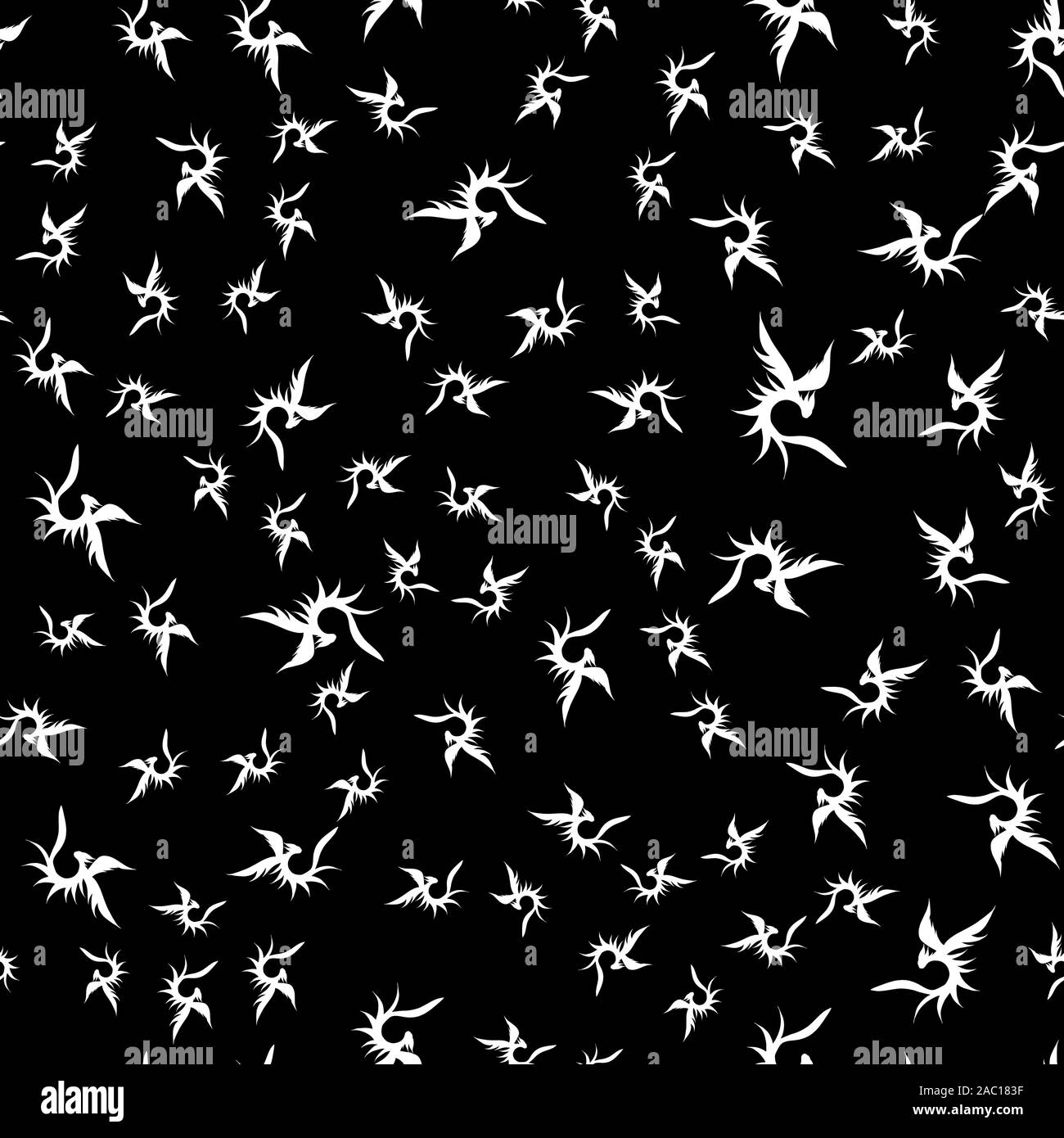 Seamless pattern of hand drawn vector dragon isolated on black ...