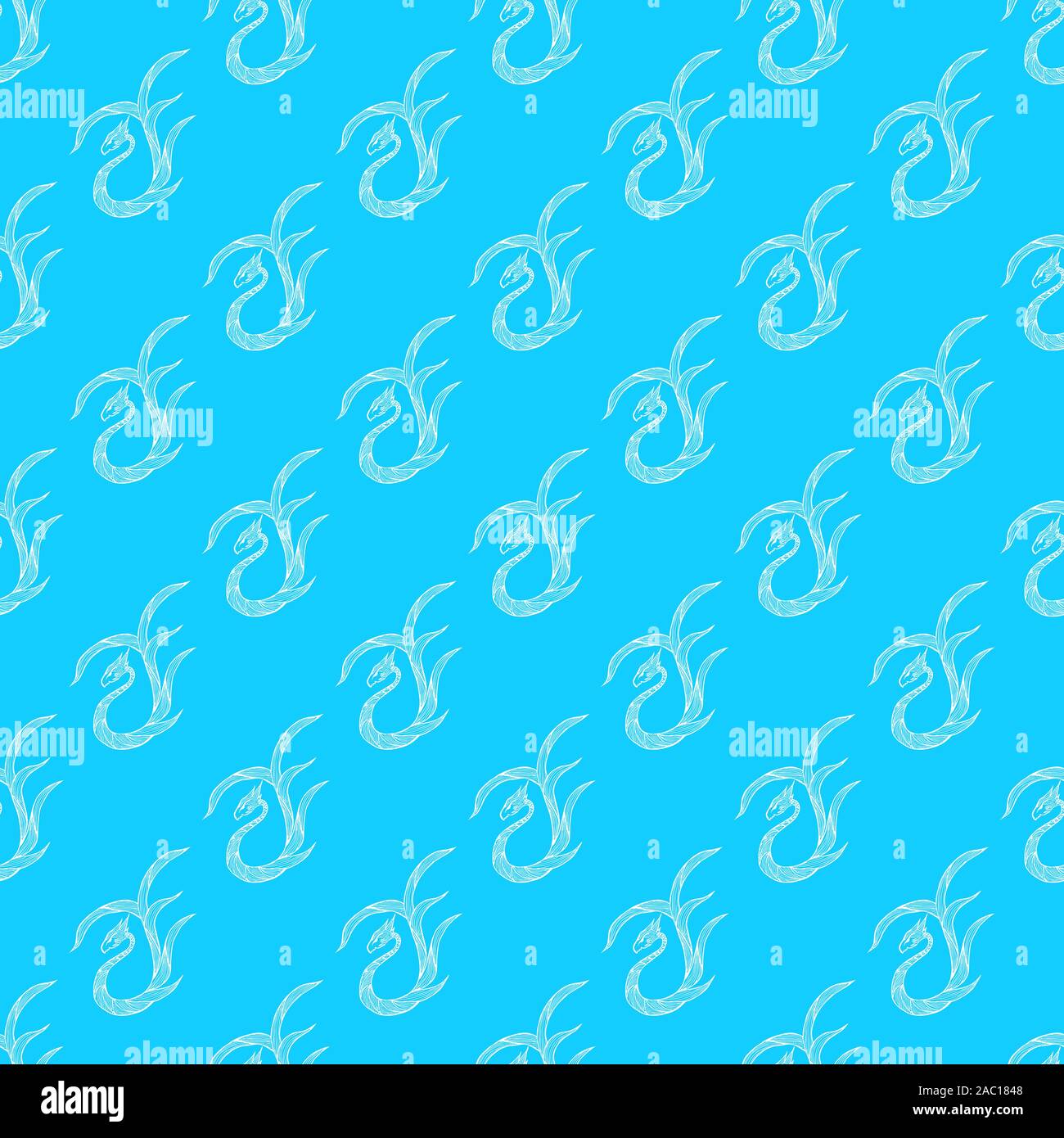 Seamless pattern of hand drawn vector dragon isolated on white ...