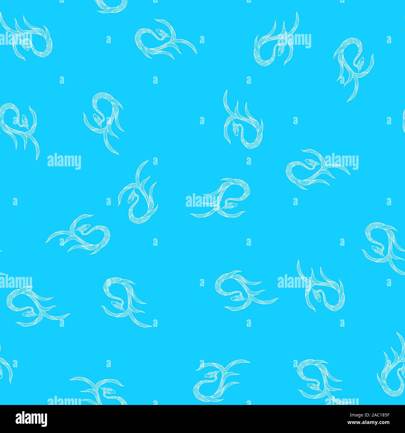 Seamless pattern of hand drawn vector dragon isolated on white ...