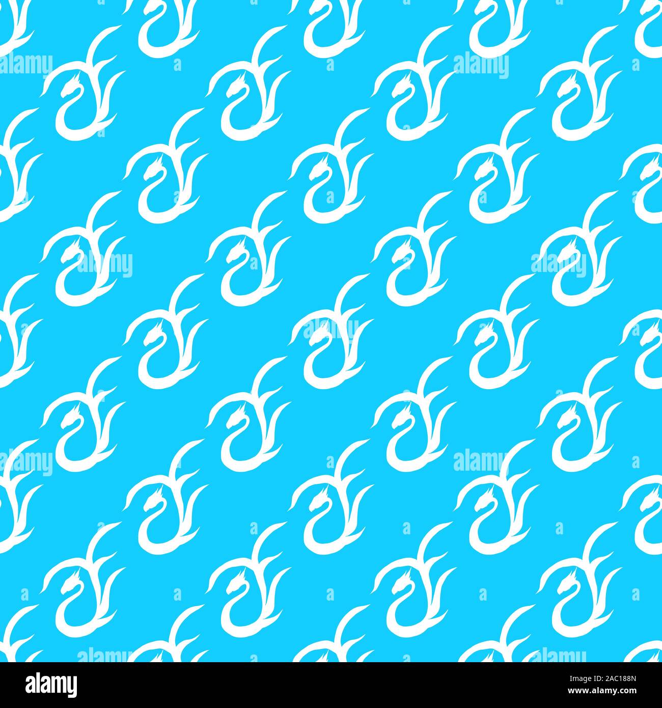 Seamless pattern of hand drawn vector dragon isolated on white ...