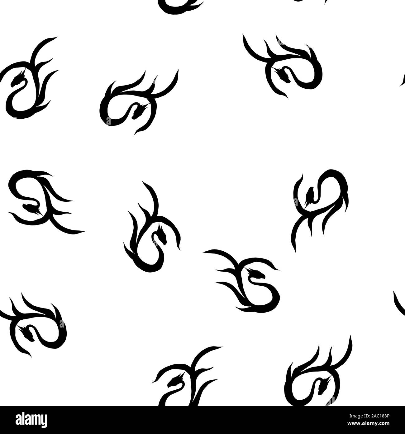 Seamless pattern of hand drawn vector dragon isolated on white ...