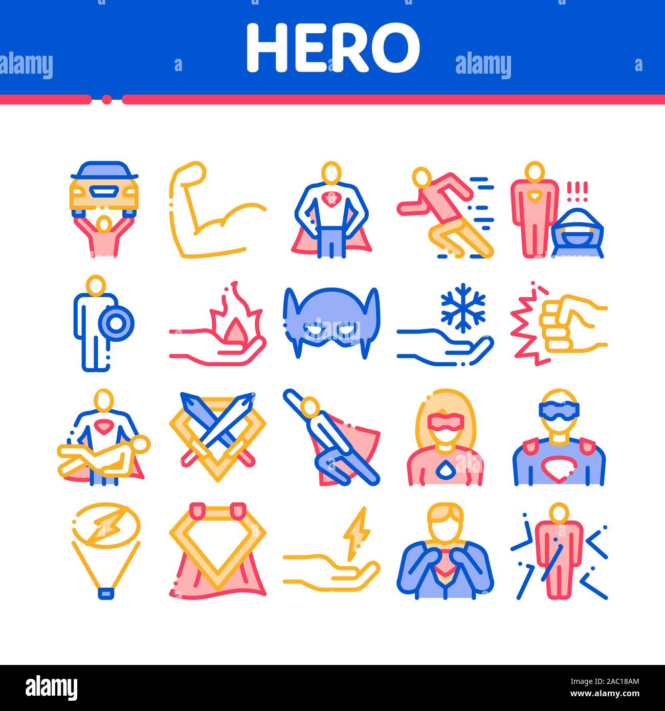Super Hero Collection Elements Icons Set Vector Stock Vector Image ...