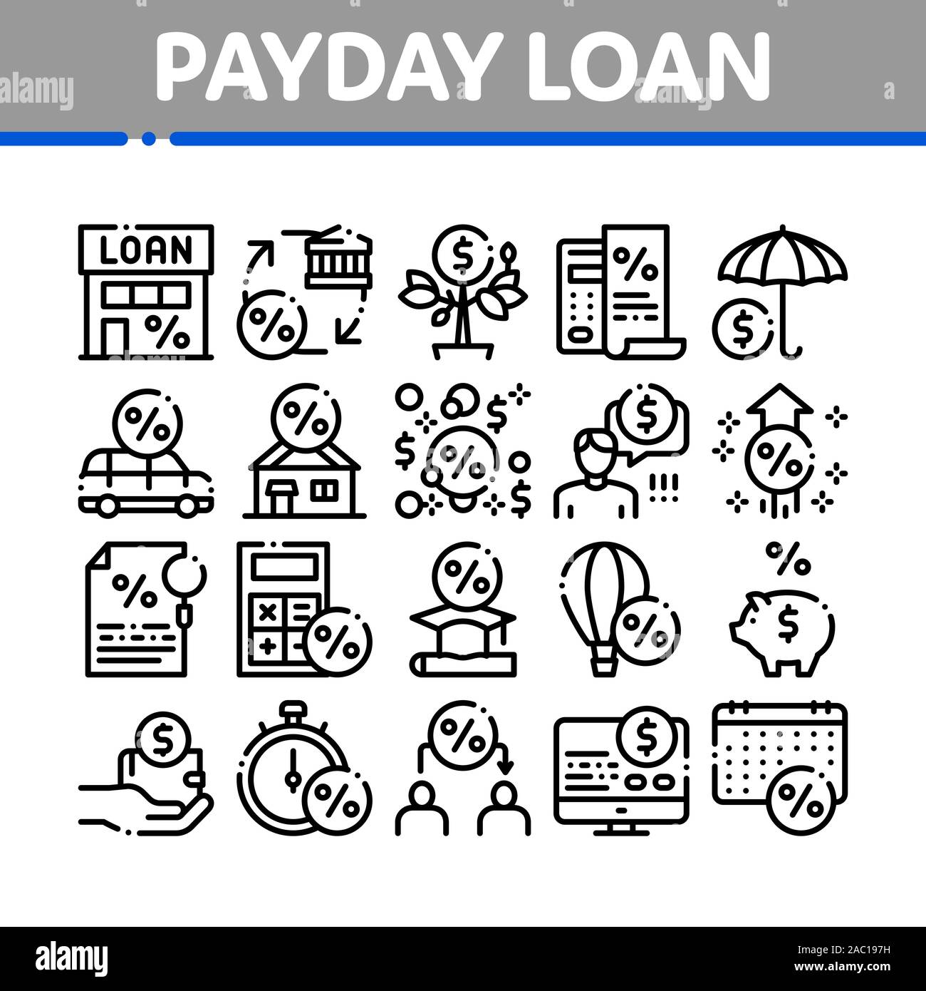 Payday Loan Collection Elements Icons Set Vector Stock Vector