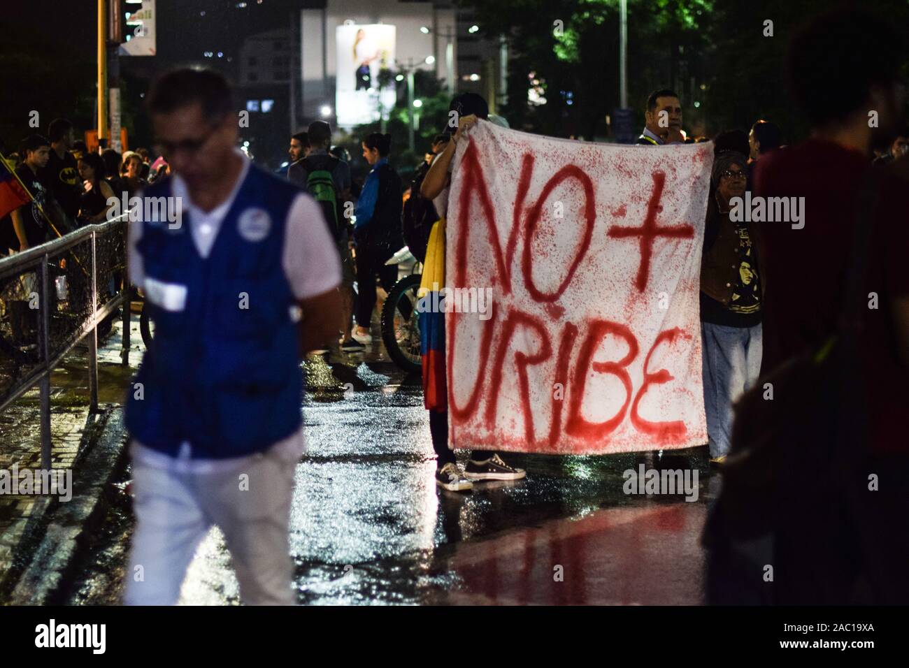 Unhappy Colombians take the streets again to protest against President Ivan Duque´s response to the recent massive National Strike. Cali, Colombia, We Stock Photo