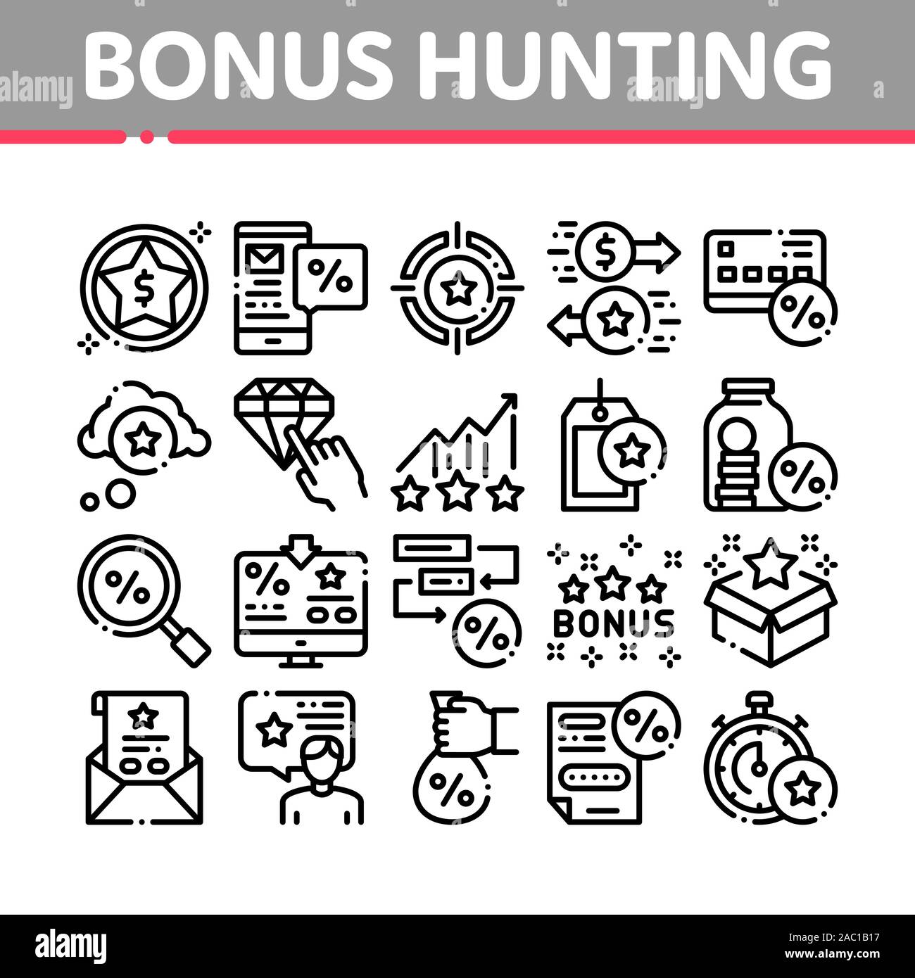 Bonus Hunting Collection Elements Icons Set Vector Stock Vector Image ...