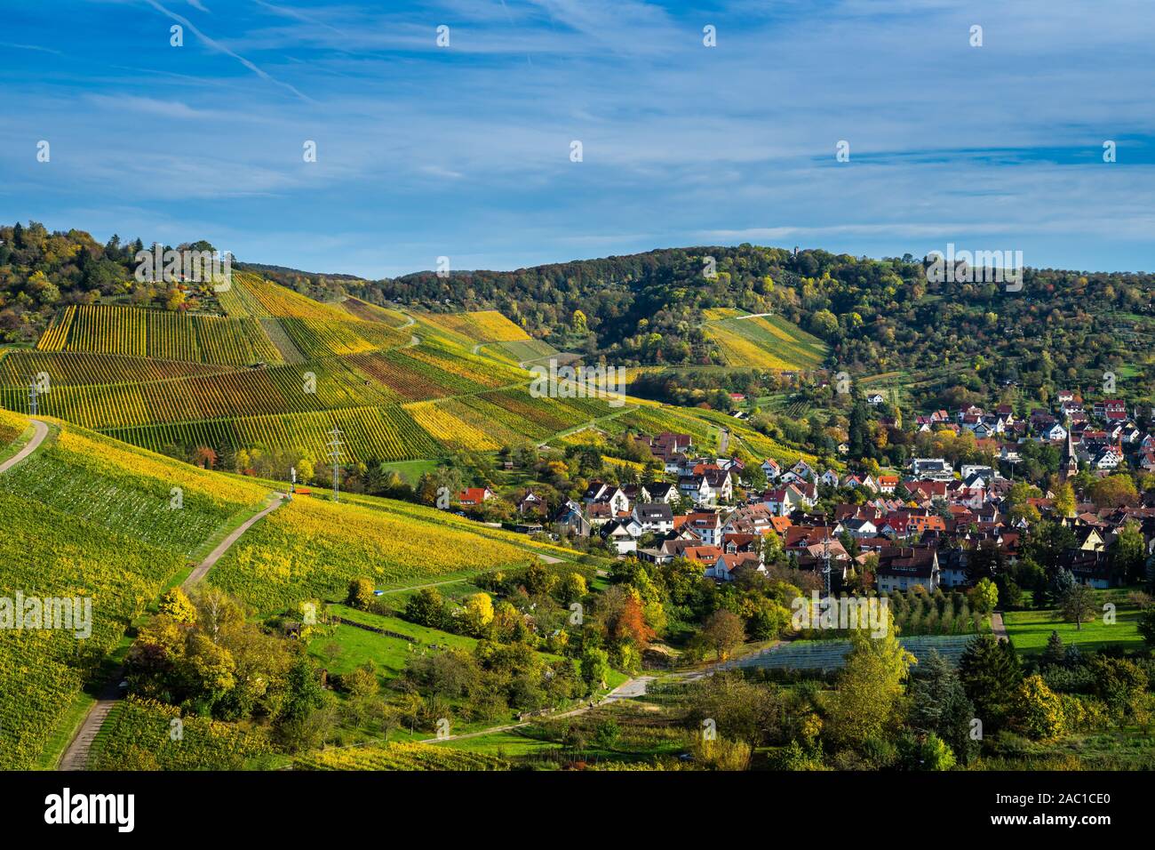 Germany, Stuttgart district uhlbach houses, a village surrounded by