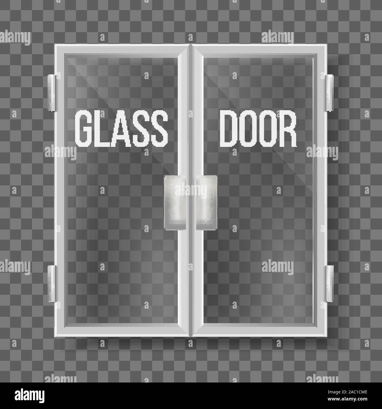 Glass Doors With Silver Handle And Frame Vector Stock Vector Image