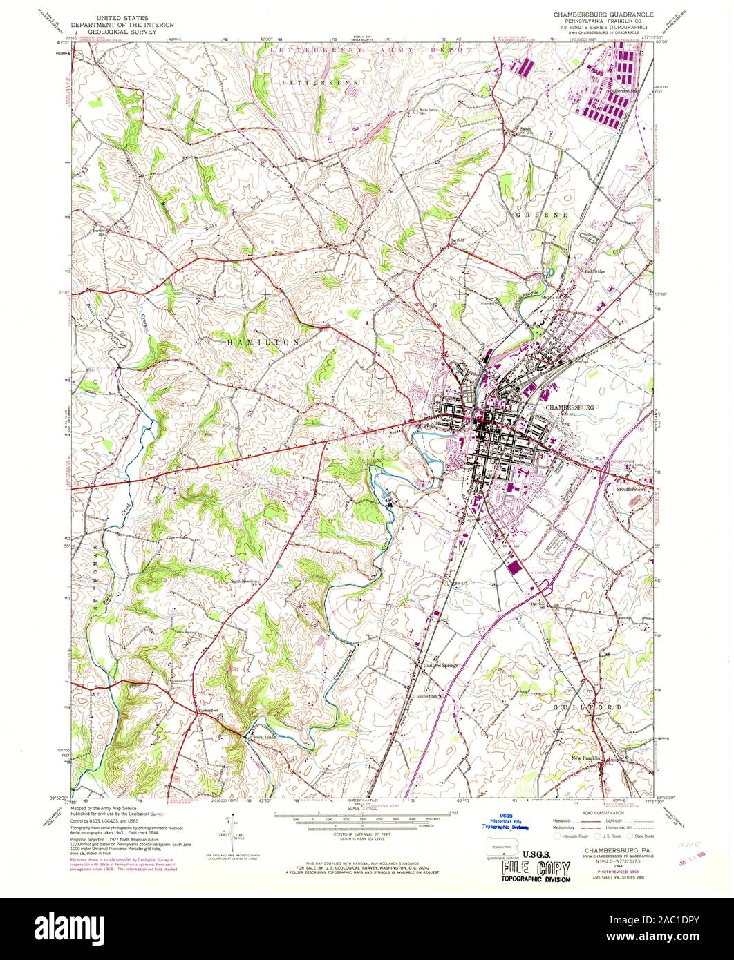 Chambersburg Zip Code Map Chambersburg, Pennsylvania, Map 1944, 1:24000, United States Of America By  Timeless Maps, Data U.s. Geological Survey Stock Photo - Alamy