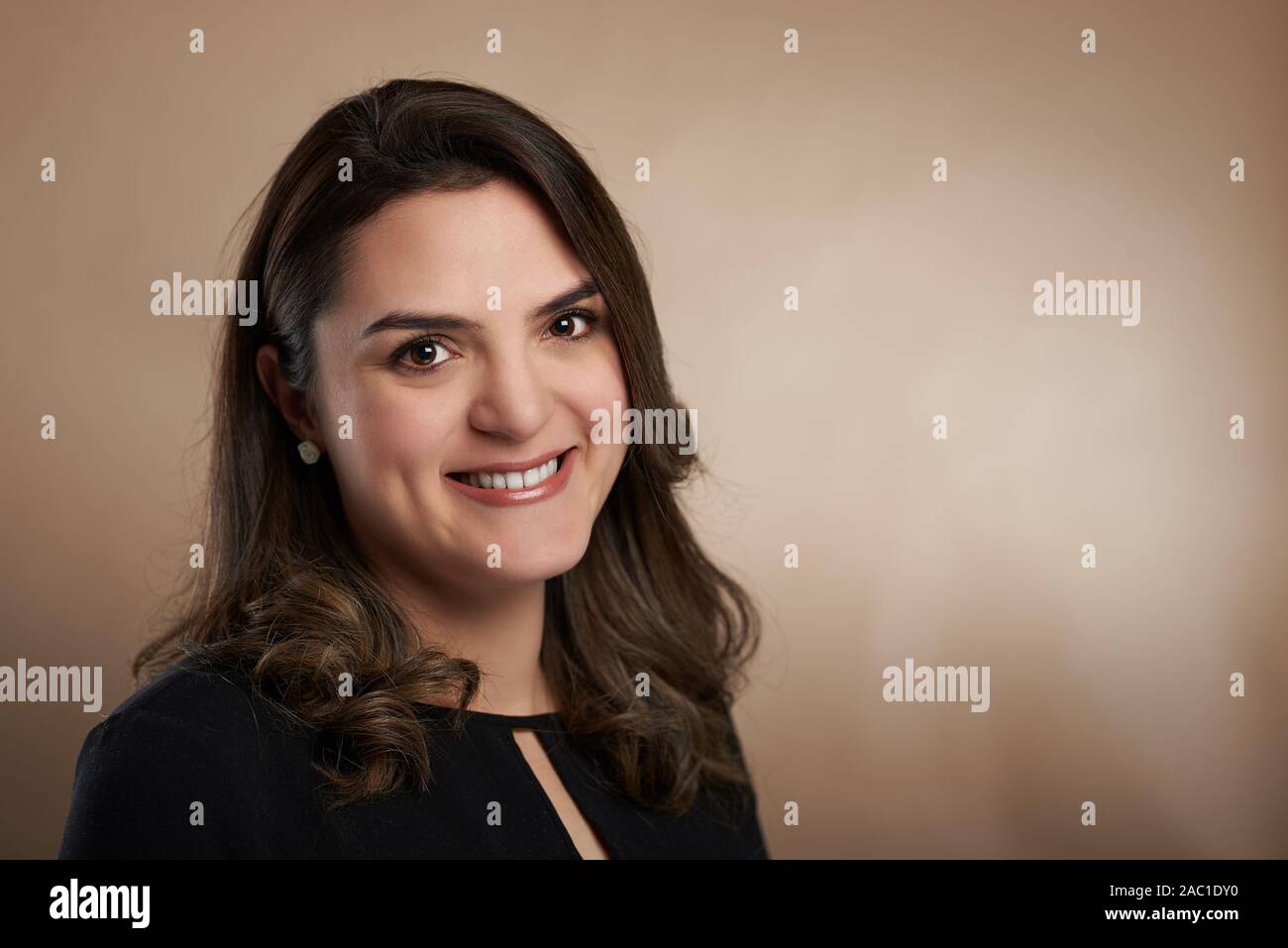 Profile portrait for social media of smiling latin woman Stock Photo