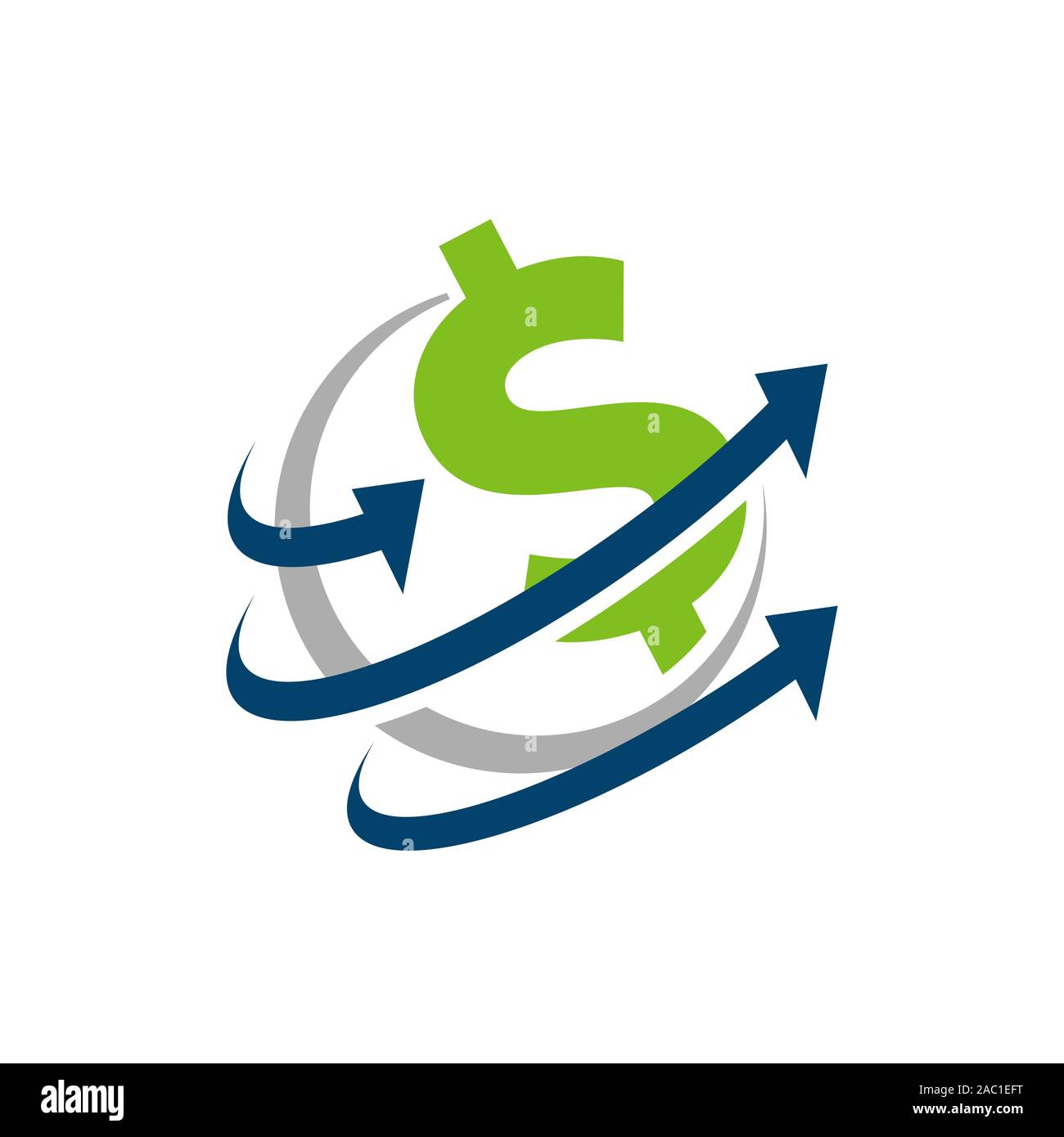 business corporate US dollar logo design. USA american currency sign with globe symbol and arrow icon vector illustrations Stock Vector