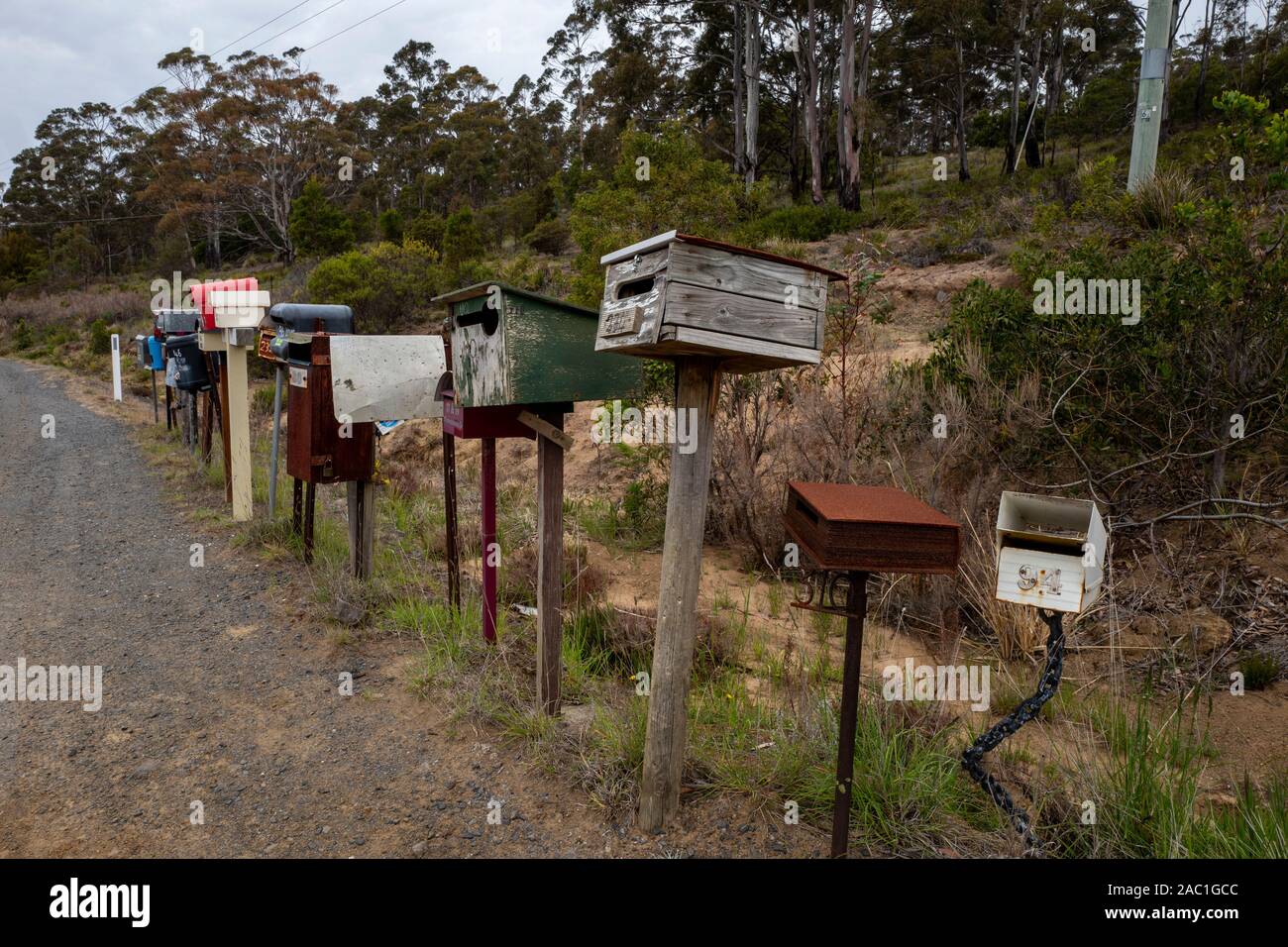 Post boxes on Bruny Island, Tasmania, Australia Stock Photo Alamy