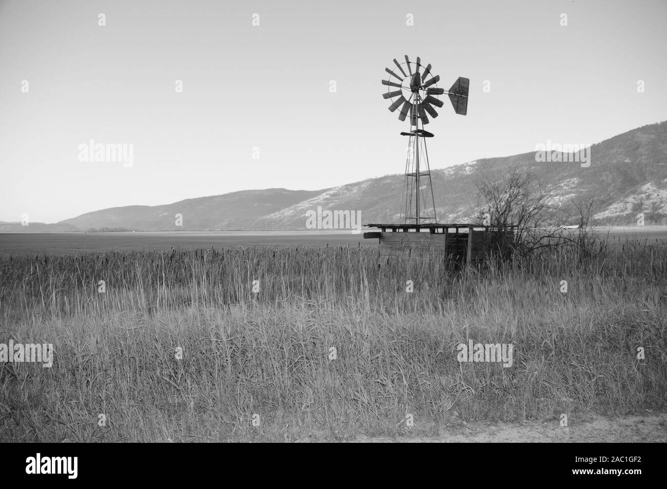 old windmill in the valley Stock Photo