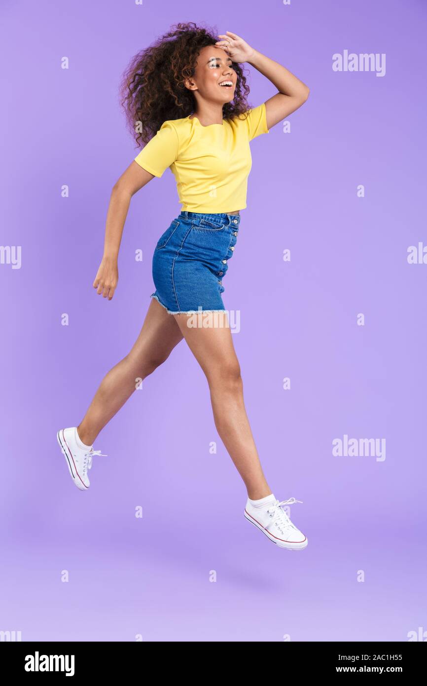 Full Length Image Of Alluring African American Woman With Curly