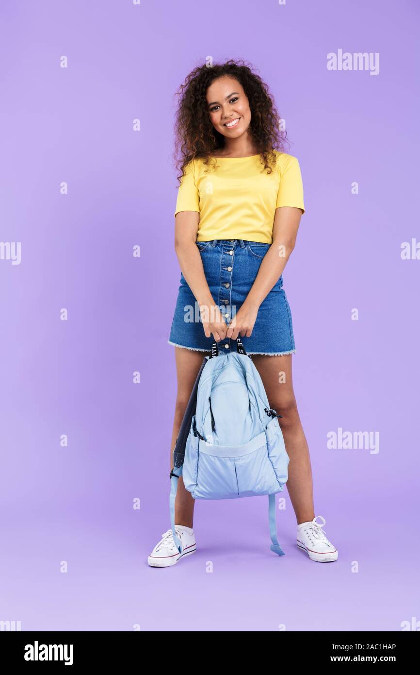 Image Of Pleased African American Student Girl With Curly Hair