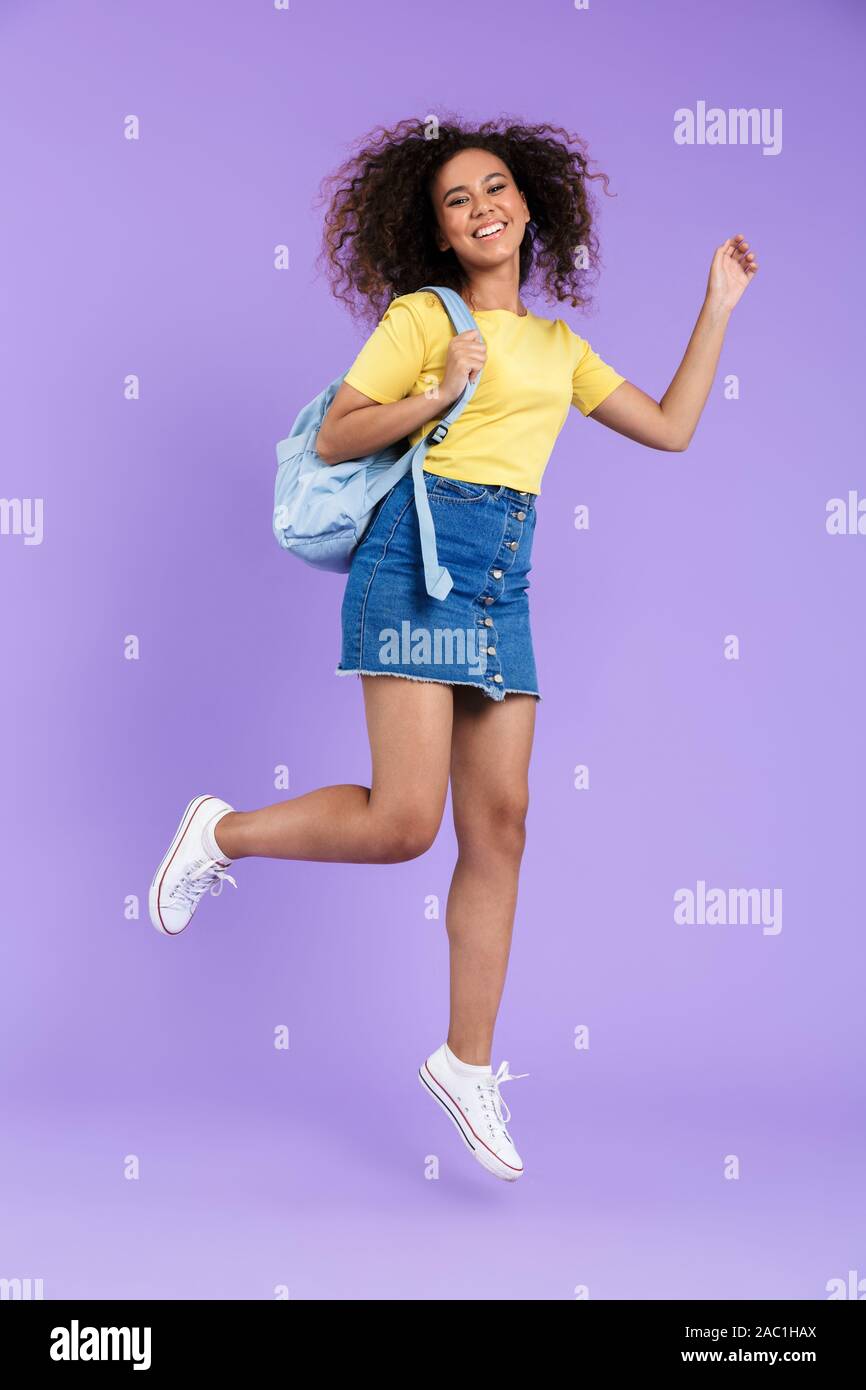 Image Of Smiling African American Student Girl With Curly Hair