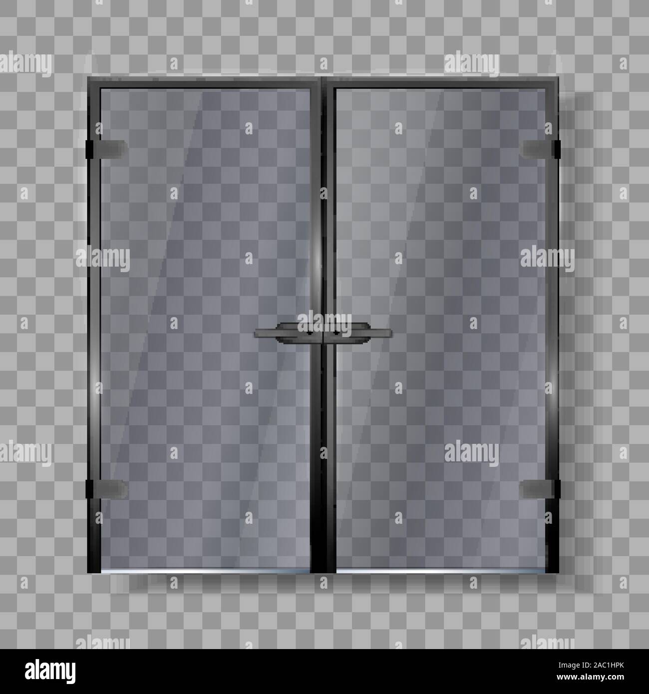 Glass Doors With Silver Handle And Frame Vector Stock Vector Image