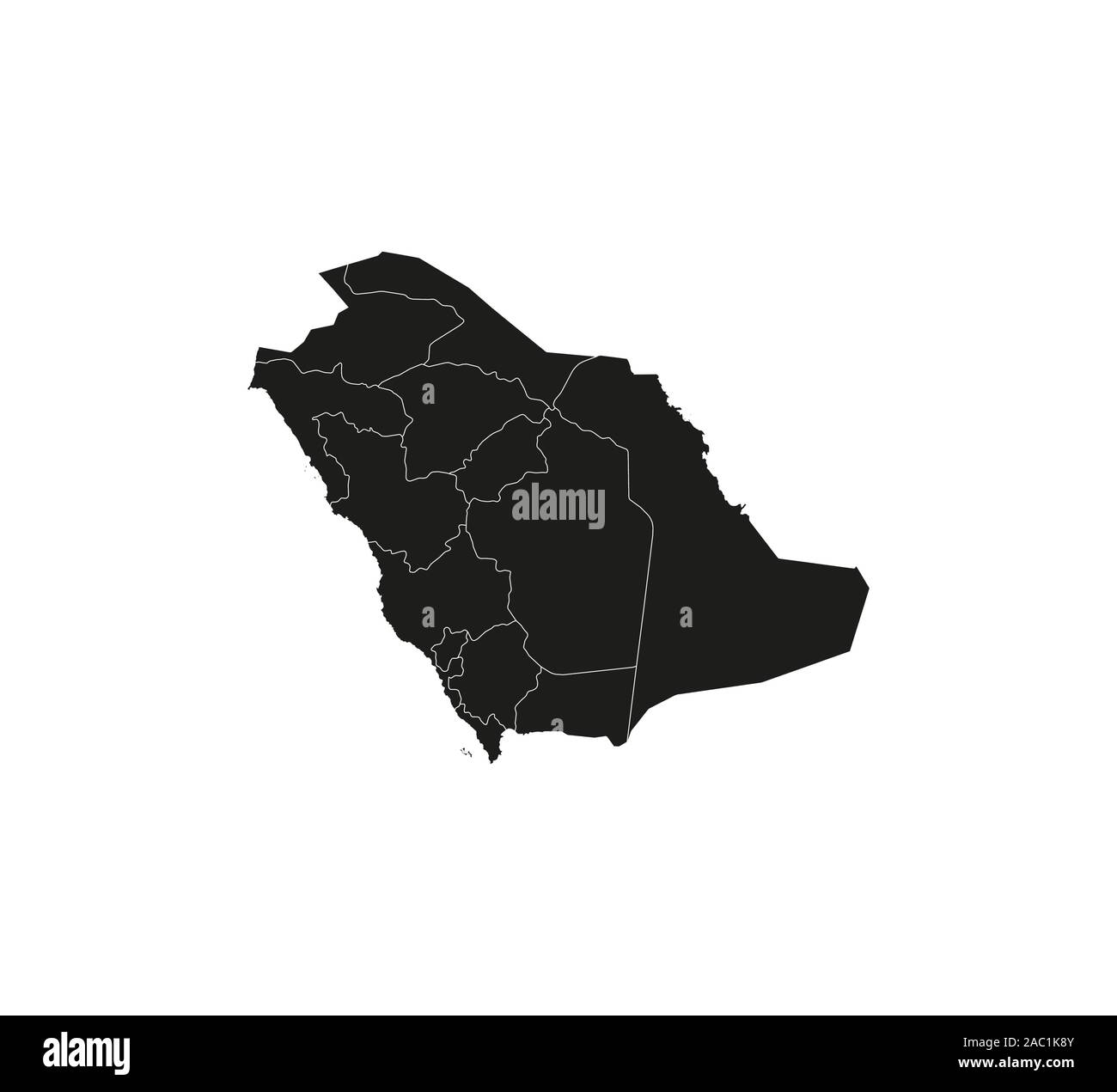 Saudi Arabia map, states border map. Vector illustration. Stock Vector