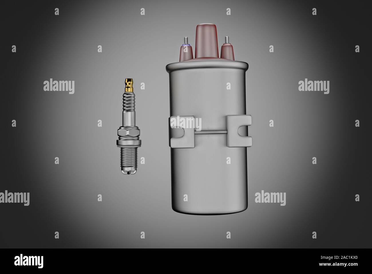 Igniter coil, Ignition and glowplug system. Igniter coil on black