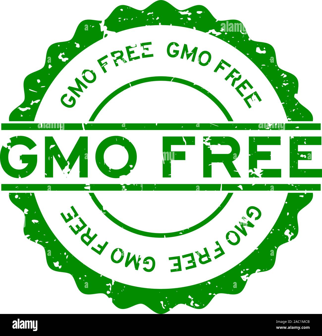 Grunge green gmo free word round rubber seal stamp on white background ...