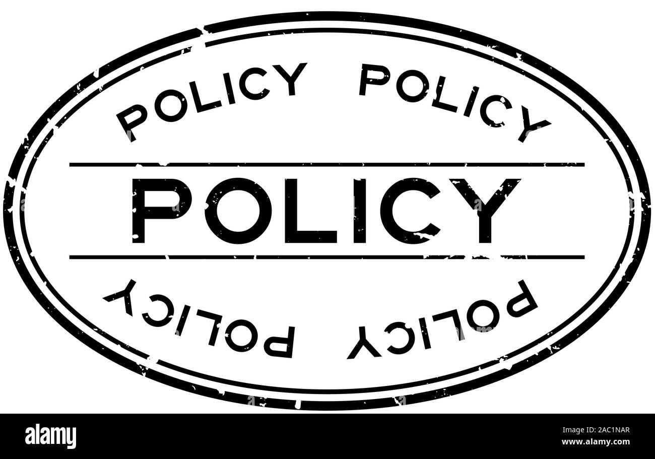 Grunge black policy word oval rubber seal stamp on white background ...