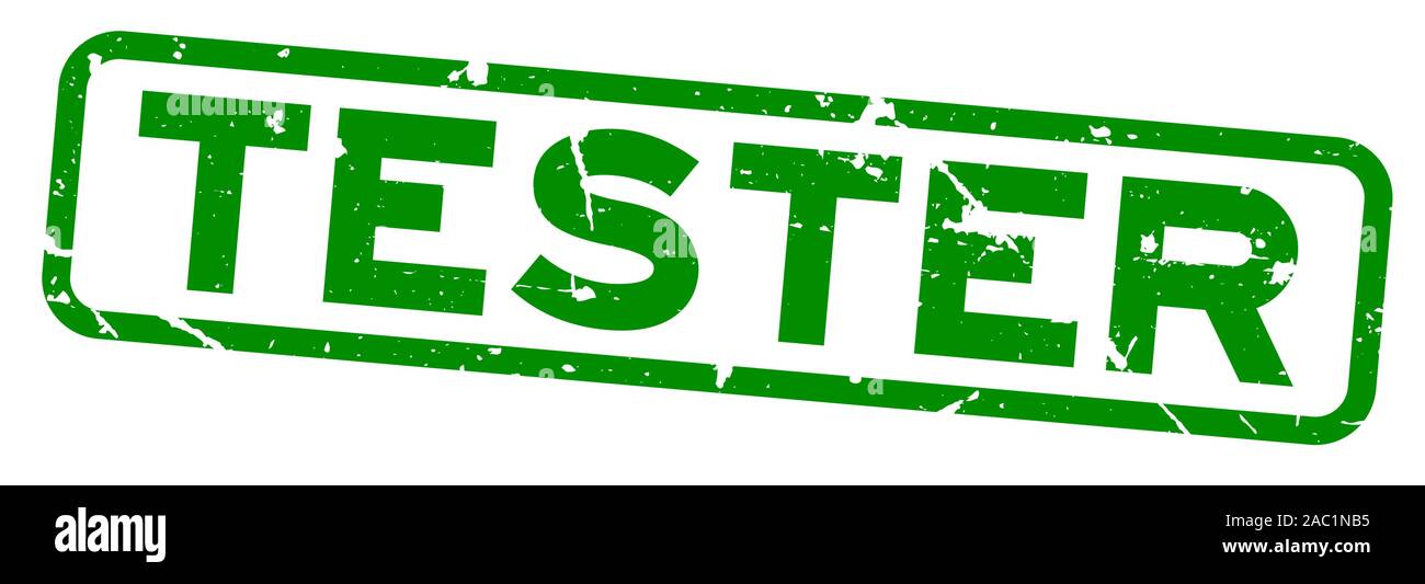 Grugne green tester word square rubber seal stamp on white background Stock Vector