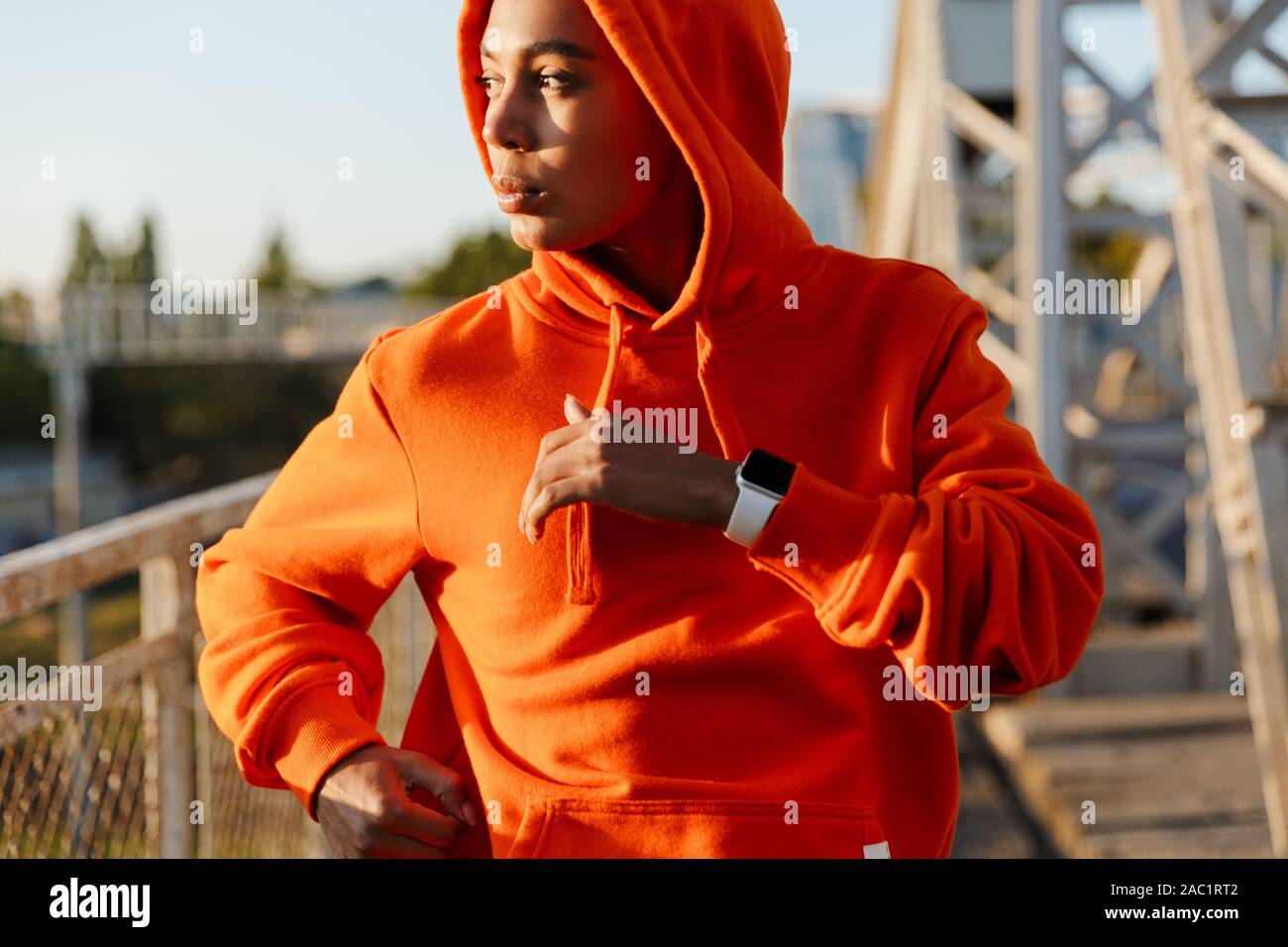 working out in a hoodie