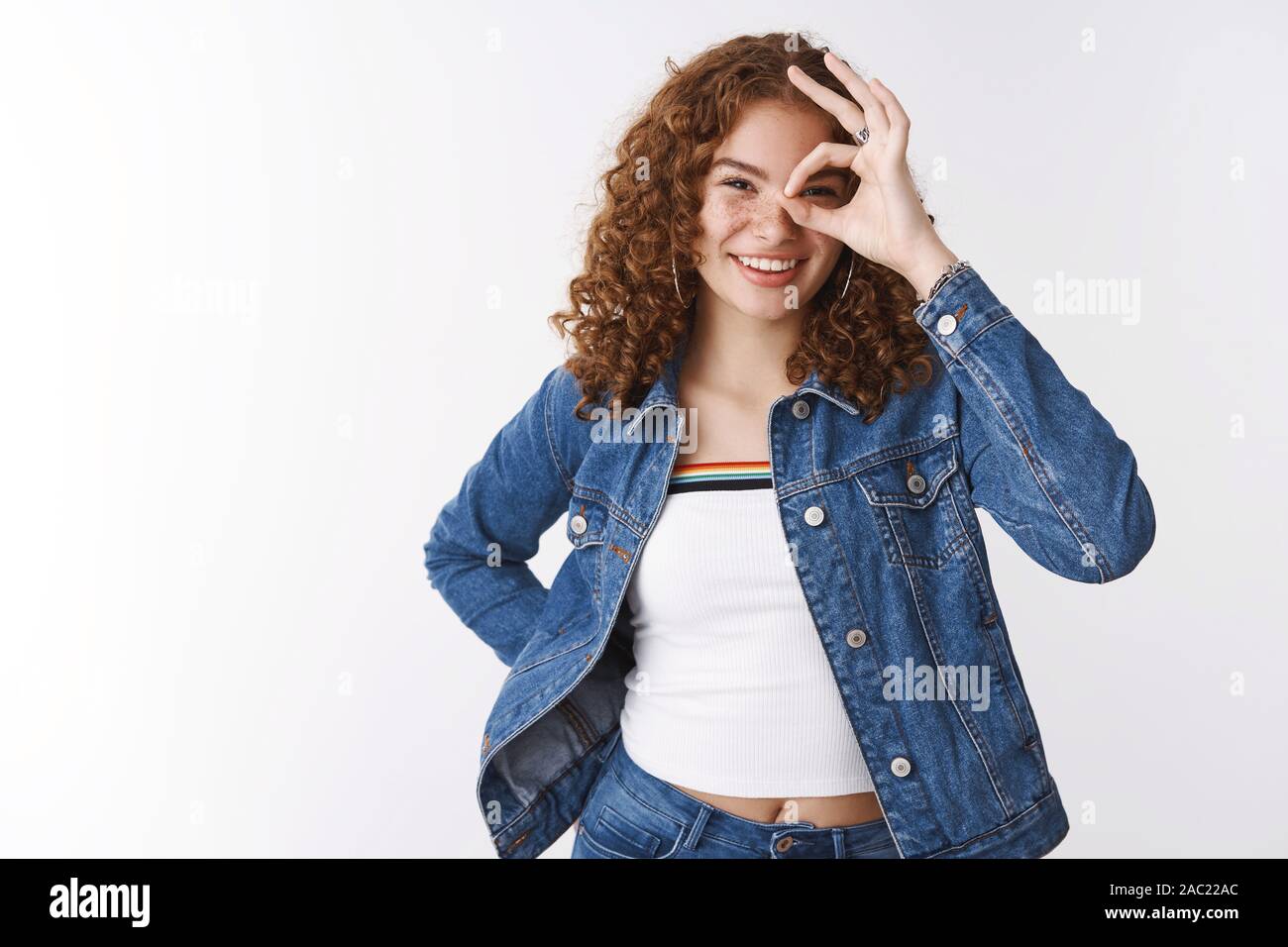 Positive Lucky Cute Caucasian Redhead Curly Haired Girl Freckles