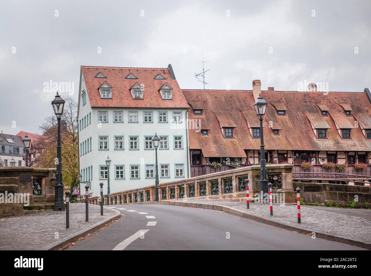 Maxbrucke bridge and architecture in Nuremberg Stock Photo