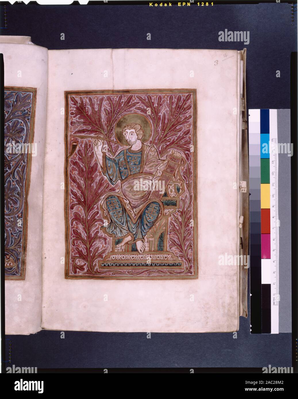 Full Page Portrait Of Mark In Gold Frame On Purple Background Listed In De Ricci Seymour Census Of Medieval And Renaissance Manuscripts In The United States And Canada New York N Y H W Wilson