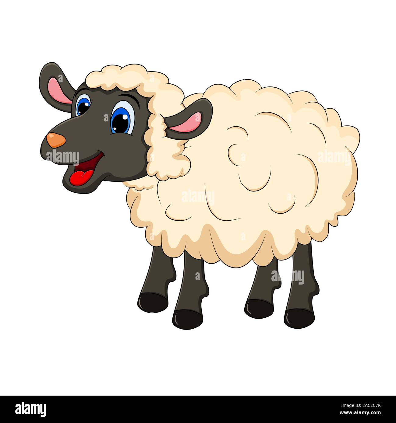 Beautiful cute sheep isolated on white background. design for child card,t-shirt. Sheep animal concept Stock Vector