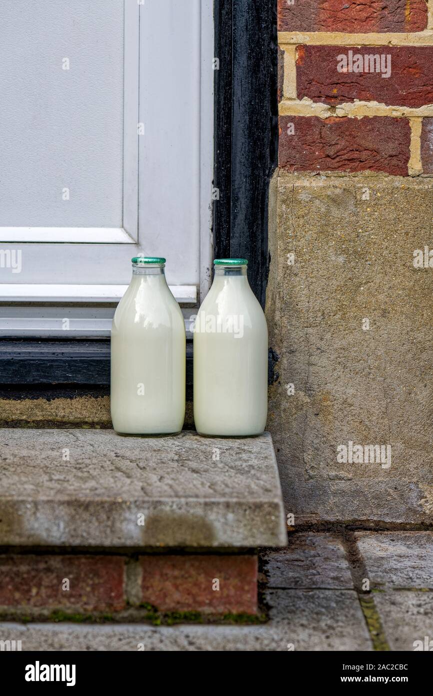 Milk delivery delivered doorstep hires stock photography and images