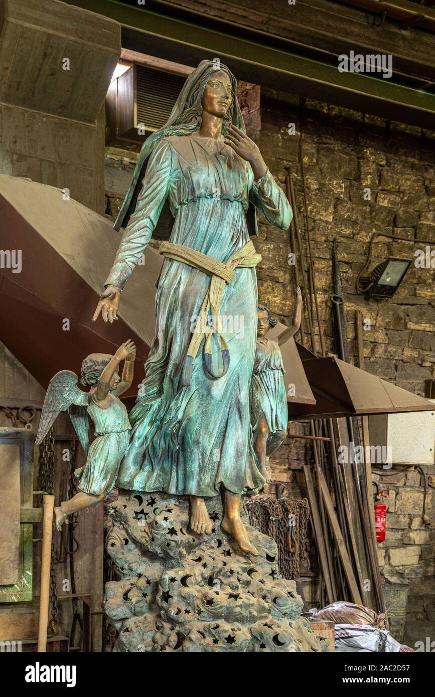 ancient Marinelli foundry, statue of the dusty Madonna Stock Photo