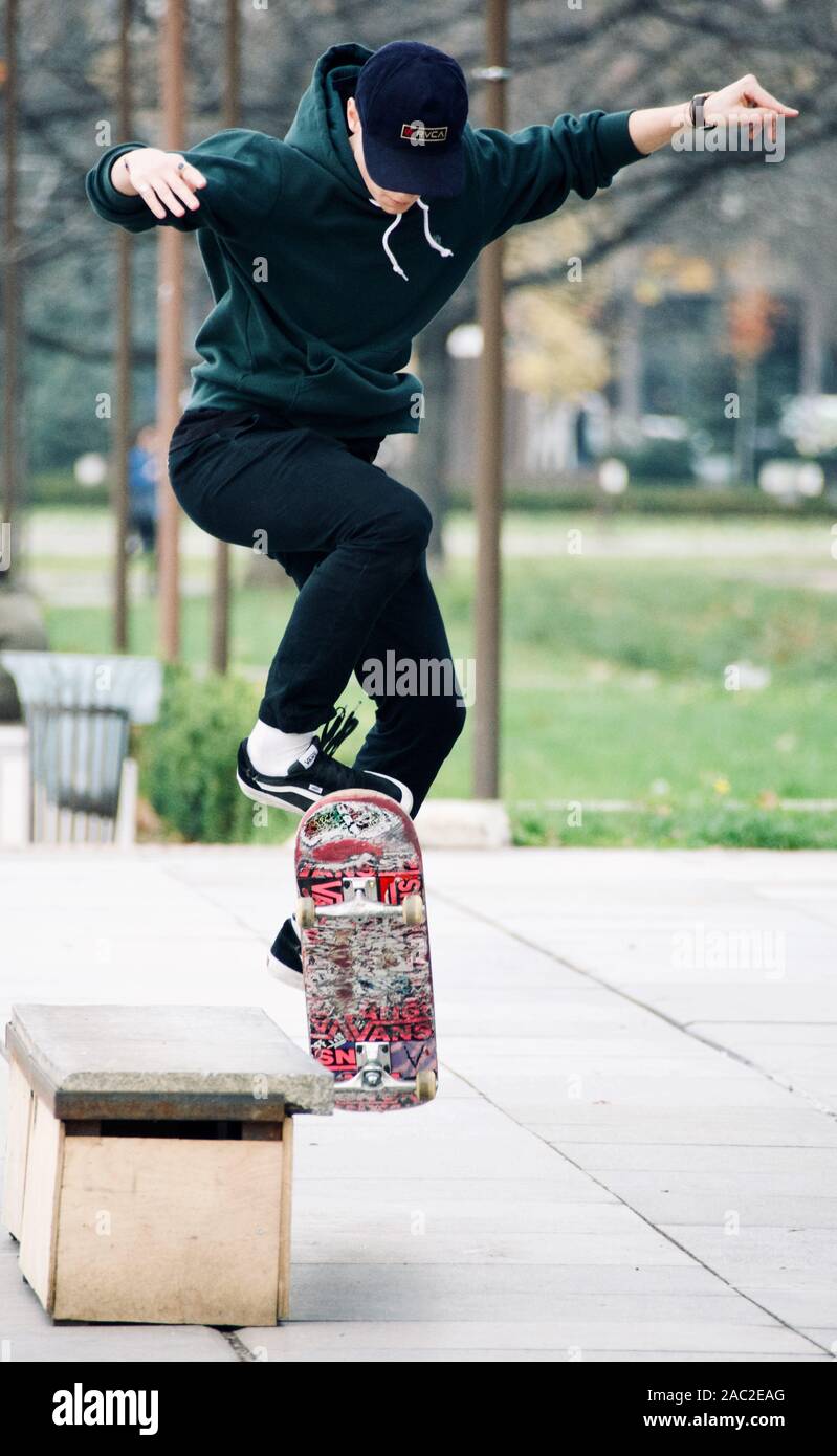 Street skateboard acrobatics Stock Photo