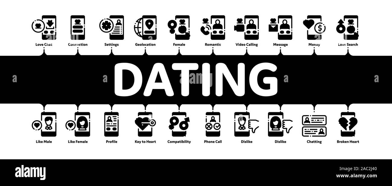 Dating App Minimal Infographic Banner Vector Stock Vector Art