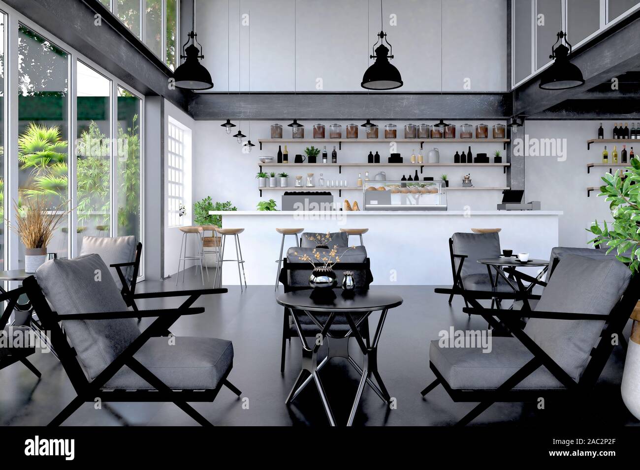 3d render cafe restaurant Stock Photo