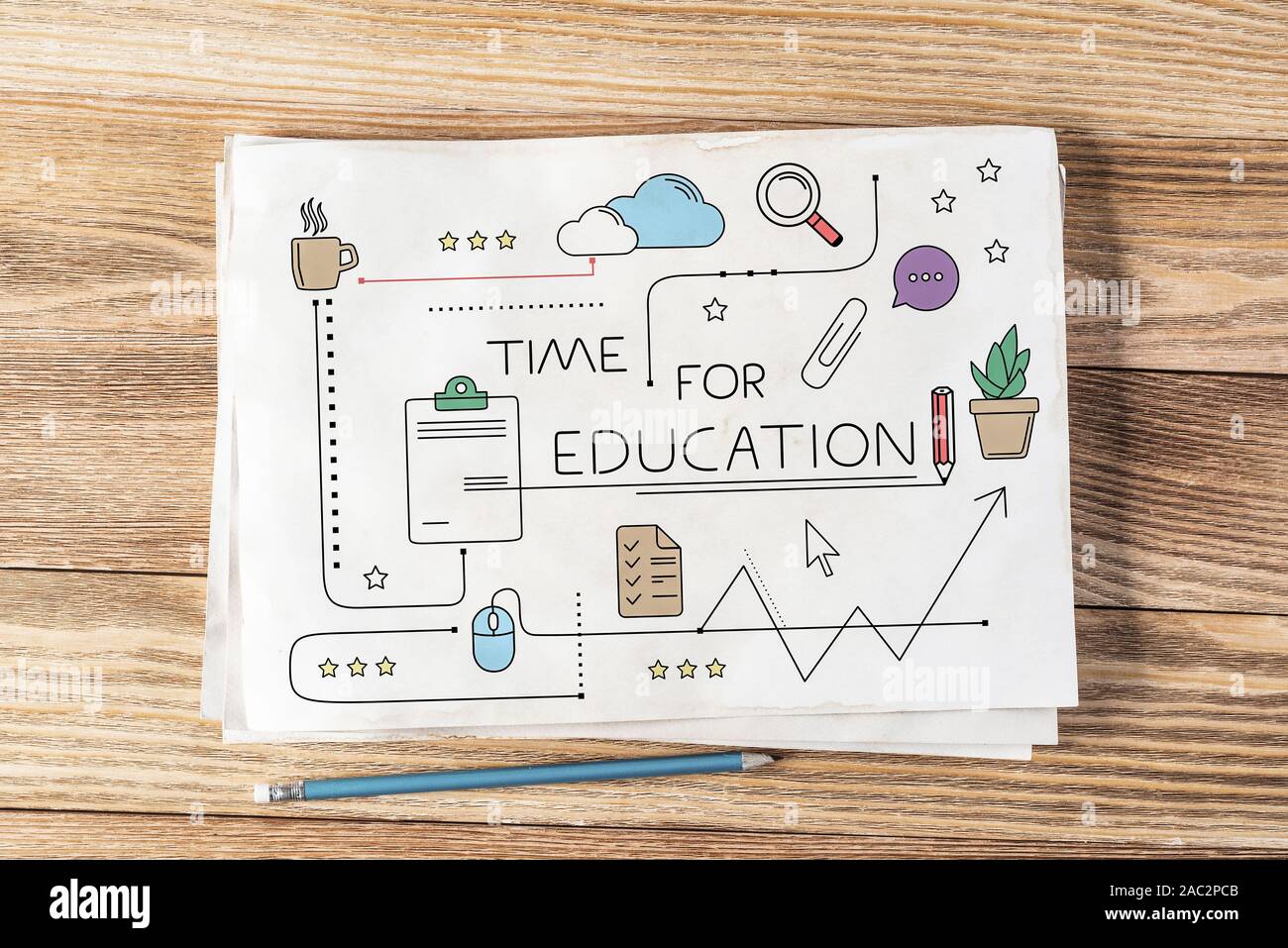 Time for education pencil hand drawn Stock Photo