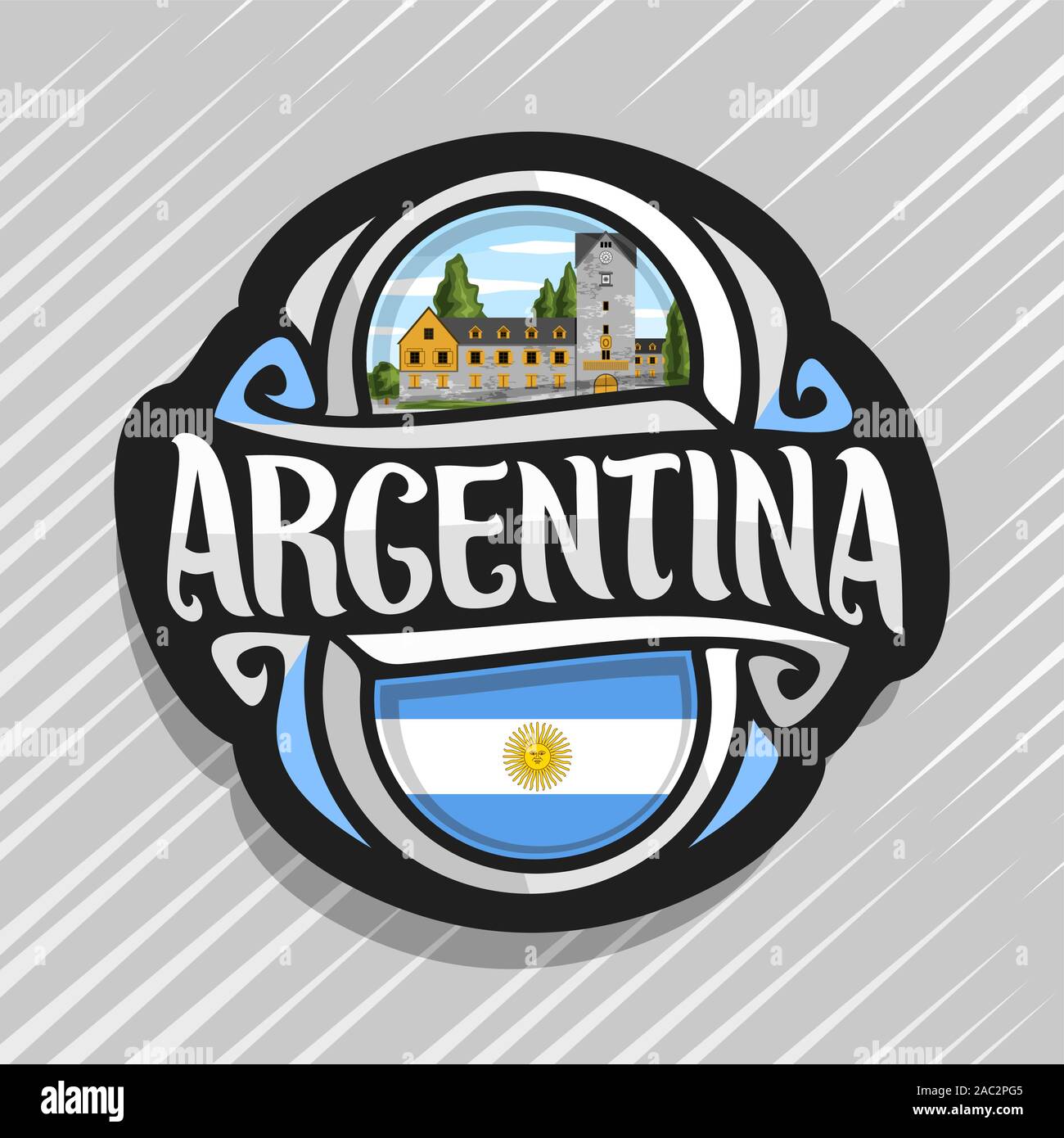 Vector logo for Republic of Argentina, fridge magnet with ...