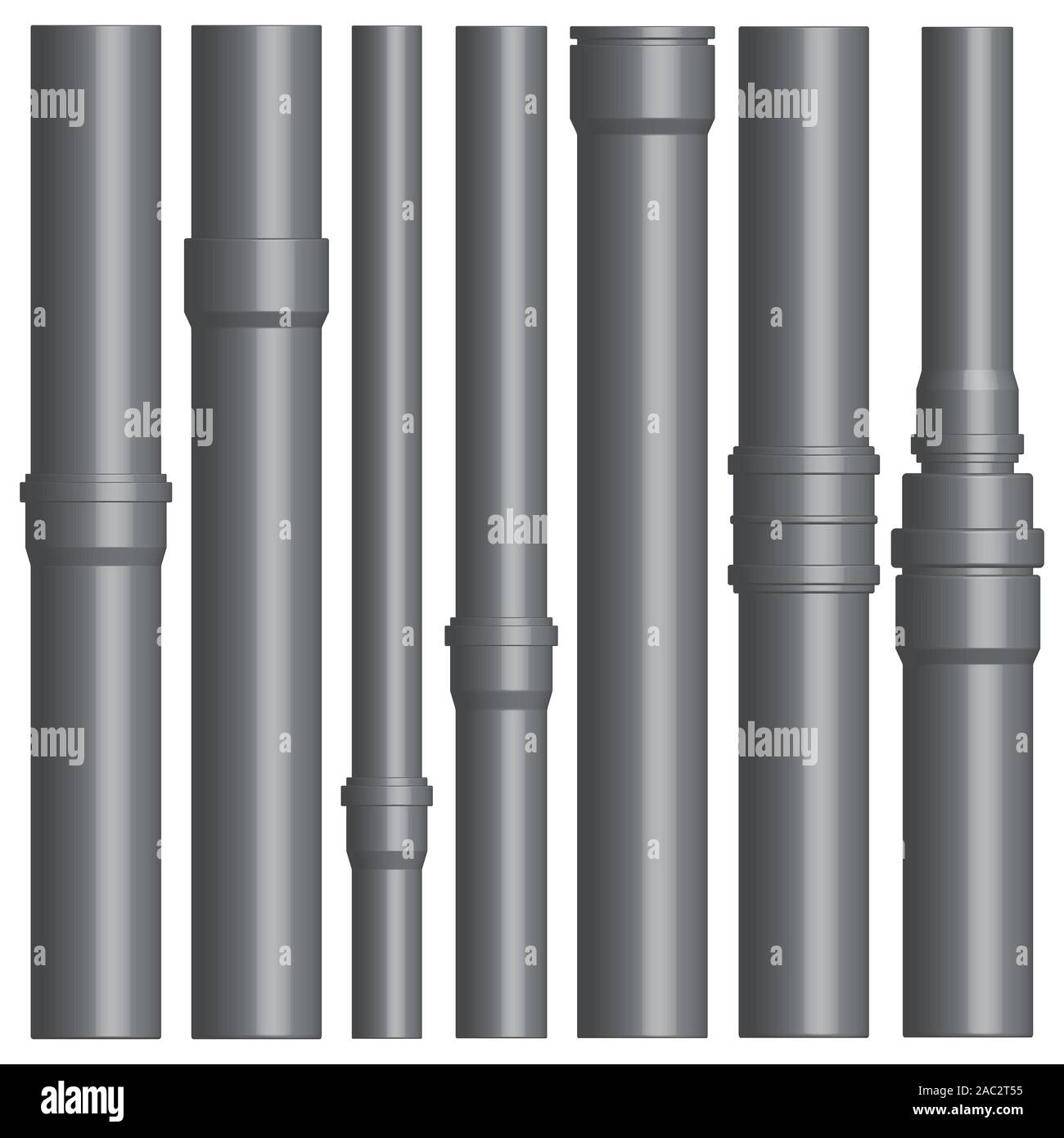 Set of various plastic pipes for sewage, water pipe with connecting